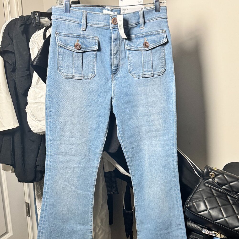 Ann Taylor Loft Patch Pocket High Rise Slim Flare - NWT - 28 R (6)